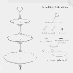 Sumerflos 3-Tier Square Porcelain Cake Stand, White Rimmed with Gold Embossed Cupcake Dessert Stand - Tiered Serving Tray for Tea Party and Show