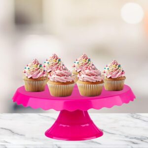 GRUPO MIRANDINHA Acrylic Round Slim Lace Cake Stand Cupcake Stand Candy Stand (Pink)