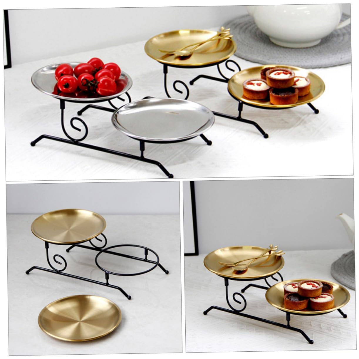 Didiseaon 2 Pcs Iron Cake Stand Cupcake Tree Cupcake Tier Stand Cake Holder Table Wedding Cupcake Stand 2 Layer Food Tray Cake Tray Wedding Snack Stand Dessert Shelf to Rotate European Style