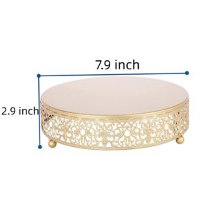 Denmer Cake Stand, Gold Metal Dessert Display, Small 8inch Treat Riser, Pedestal Champagne Round Cupcake Platter Tray for Afternoon Tea, Party, Wedding