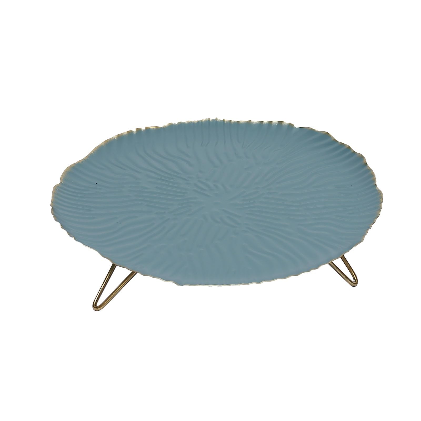 Efavormart 12" Dusty Blue Wavy Hairpin Leg Metal Serving Tray Dessert Display, Pedestal Wedding Cake Cupcake Stand Centerpiece