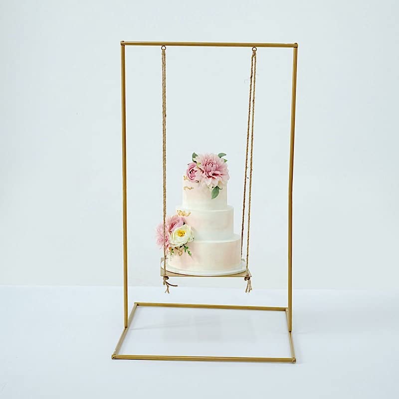 BalsaCircle 3 feet Gold Metal Swing Cake Stand Hanging Dessert Display Centerpiece Party Events Reception Home Decorations Supplies