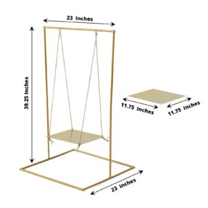 BalsaCircle 3 feet Gold Metal Swing Cake Stand Hanging Dessert Display Centerpiece Party Events Reception Home Decorations Supplies