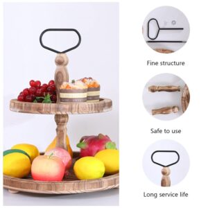 Cabilock 1Pc Two-Tier Pallet Rustic Jewelry Tray Cake Stand Wedding Cake Tower Dessert Display Holder Party Treat Stand Round Cupcake Holder Cake Display Tray Wooden Candy Office Food Rack