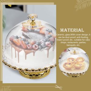 Covered Dessert Display Dessert Trays Cake Stand with Glass Dome: Green Porcelain Decorative Cake Stand Dessert Cupcake Pastry Candy Display Plate Fruit Tray Dome Tray Plate Candy ( Color : White )