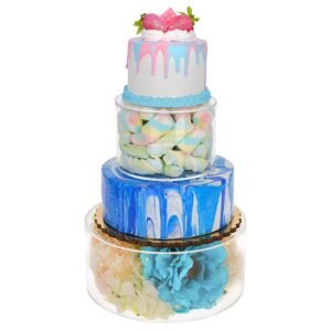 spec101 fillable cake display stand, 10in and 6in diameter, clear acrylic, battery powered led light strip included