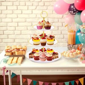 PinCute Cupcake Stand Holder - 3 Tier Cup Cake Dessert Tower, Plastic Tiered Serving Tray&Metal Rod for Birthday Party, Baby Shower and More