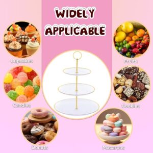 PinCute Cupcake Stand Holder - 3 Tier Cup Cake Dessert Tower, Plastic Tiered Serving Tray&Metal Rod for Birthday Party, Baby Shower and More