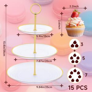 PinCute Cupcake Stand Holder - 3 Tier Cup Cake Dessert Tower, Plastic Tiered Serving Tray&Metal Rod for Birthday Party, Baby Shower and More