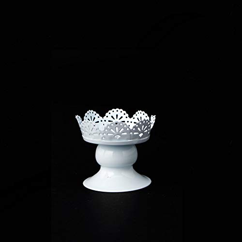 Simply Elegant Mini Eyelet Cupcake Stand Treat Pedestal Stand Band with a Scalloped Edge and a Curving White Base, 3.25 x 2.75 - White