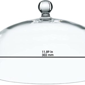 Nachtmann Bossa Nova Collection Crystal glass Chip & Dip/Cake Plate with Dome, use as a Cake Stand, or Serving Platter with Attached Bowl, clear glass Round, 12.5-Inch, Dishwasher Safe