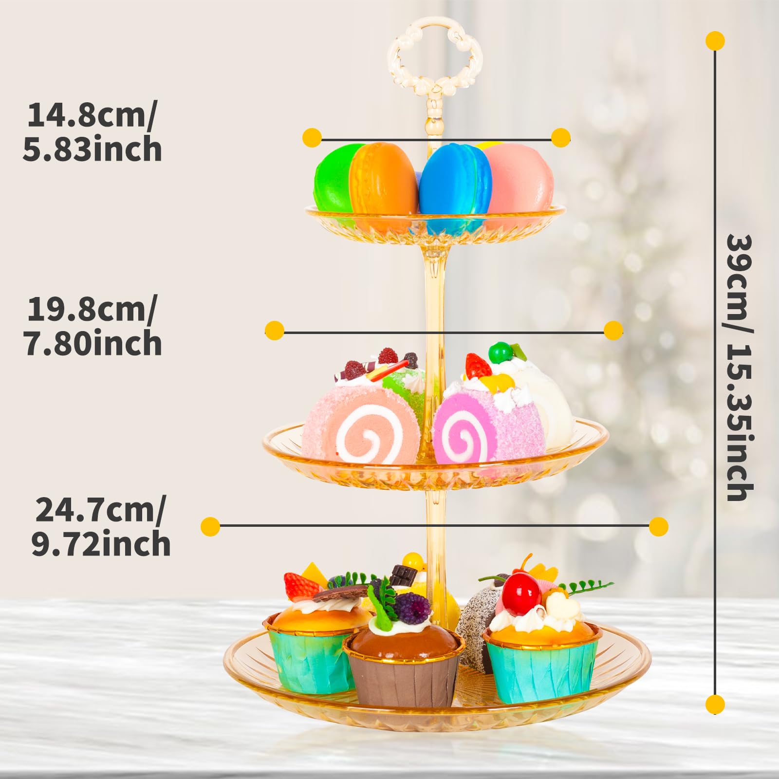 ShellKingdom 2 Pack Clear Cupcake Stand, 3 Tier Serving Tray Cupcake Dessert Candy Fruit Display Holder for Wedding, Christmas, Baby Shower Birthday Tea Party