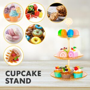 ShellKingdom 2 Pack Clear Cupcake Stand, 3 Tier Serving Tray Cupcake Dessert Candy Fruit Display Holder for Wedding, Christmas, Baby Shower Birthday Tea Party