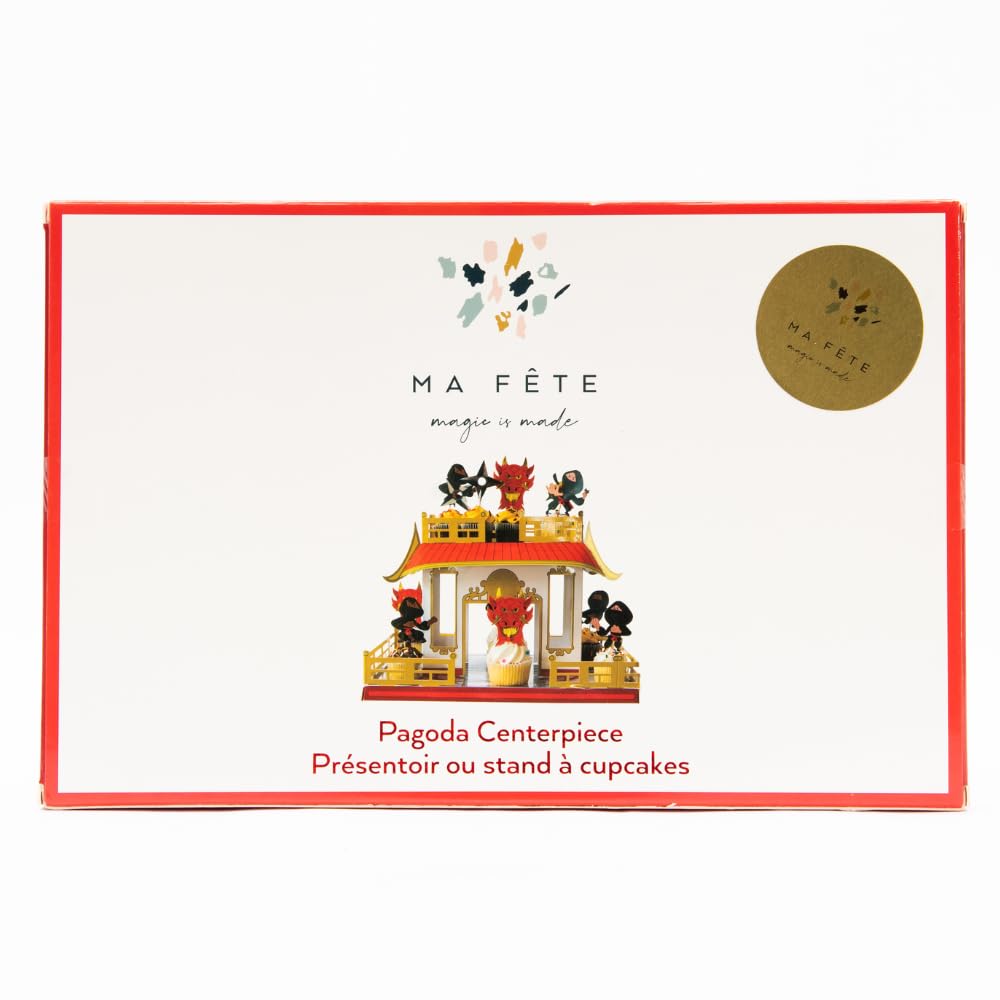 Ma Fête Paper Cupcake Stands - Birthday Party Cupcake Stand with Ninja Theme and Design for Displaying Desserts and Treats – Perfect for Any Occasion Cupcake Stand, Pagoda