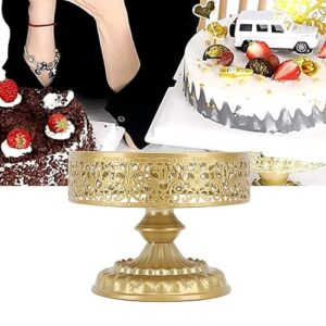 SnOwky Display Treat Stand, Golden Cake Holder Lace Design Easy Assembly Round Treat Display for Home (Size : S 4x8in)