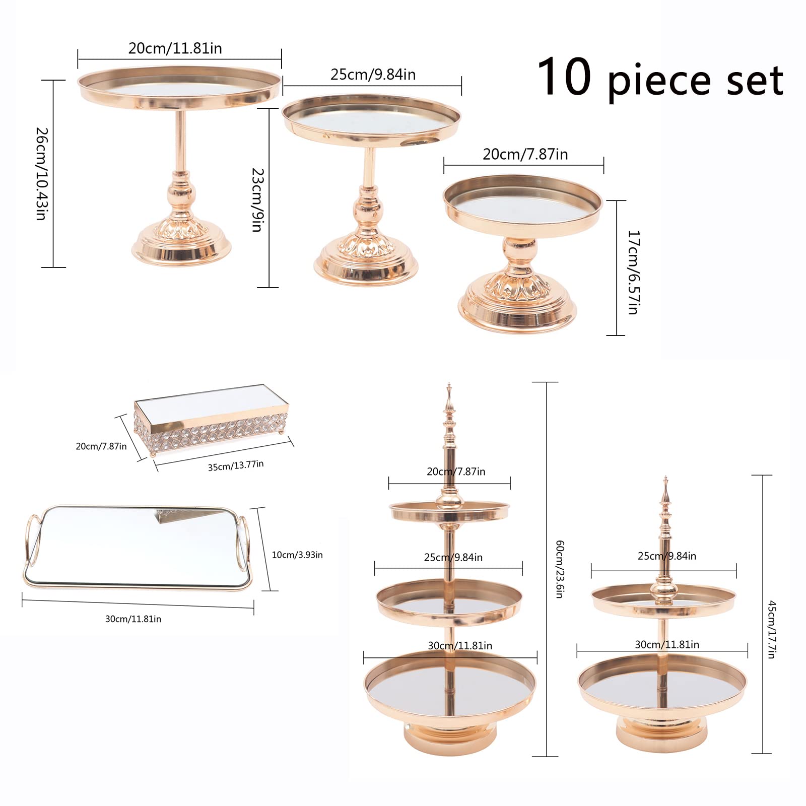 Cake Stand Set, Set of 10 Metal Cake Stands, Cupcake Holder Stand Dessert Pastry Candy Display Plate, Cake Pop Stand Display Cupcake Tower Treats Contemporary Cakes Candy Station, for Wedding Decor