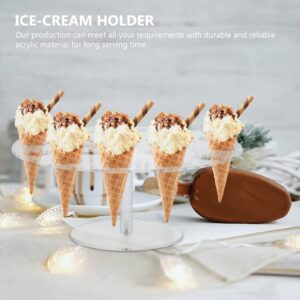 DOITOOL Pizza Accessories Cake Tray Ice Cream Cone Holder Clear Acrylic 16 Holes Ice Cream Stand Popsicle Holder Treats Holder Sushi Hand Roll Stand Pizza Accessories Cake Tray