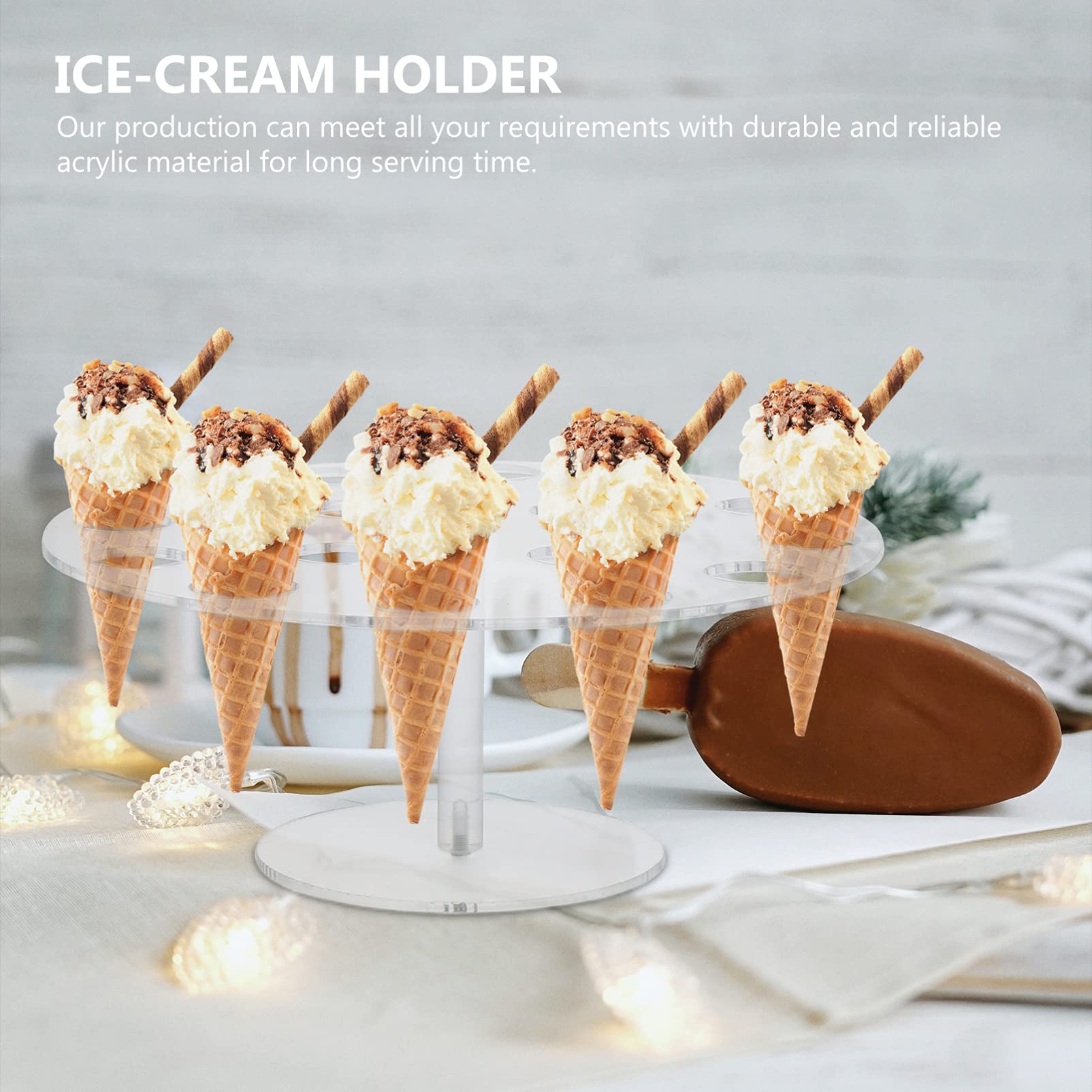 DOITOOL Pizza Accessories Cake Tray Ice Cream Cone Holder Clear Acrylic 16 Holes Ice Cream Stand Popsicle Holder Treats Holder Sushi Hand Roll Stand Pizza Accessories Cake Tray