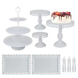 atrdto set of 9 pieces cake stands iron white cupcake holder for dessert table birthday party wedding afternoon tea festival