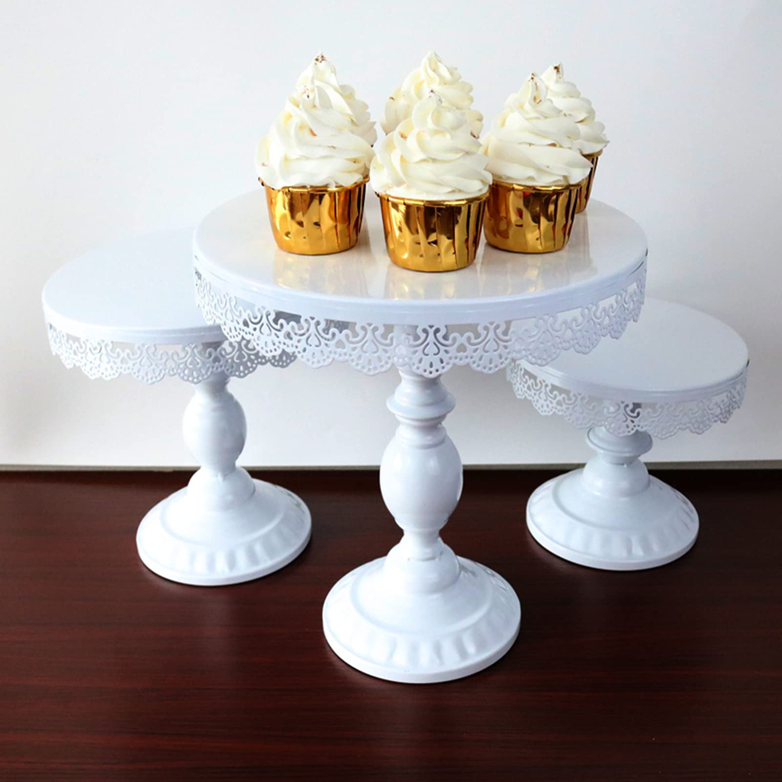 ATRDTO Set of 9 Pieces Cake Stands Iron White Cupcake Holder for Dessert Table Birthday Party Wedding Afternoon Tea Festival