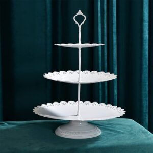 ATRDTO Set of 9 Pieces Cake Stands Iron White Cupcake Holder for Dessert Table Birthday Party Wedding Afternoon Tea Festival