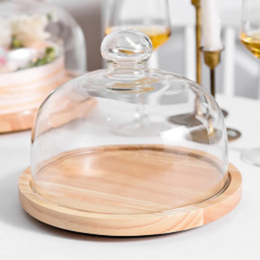 1pc Cake Tray Dessert Display Stand Cake Serving Plate with lid Party Treat Stand Glass Cake Dome Appetizer Serving Tray Cake Storage Tray Wood Vegetable Dinner Plate to Rotate