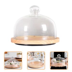 1pc Cake Tray Dessert Display Stand Cake Serving Plate with lid Party Treat Stand Glass Cake Dome Appetizer Serving Tray Cake Storage Tray Wood Vegetable Dinner Plate to Rotate