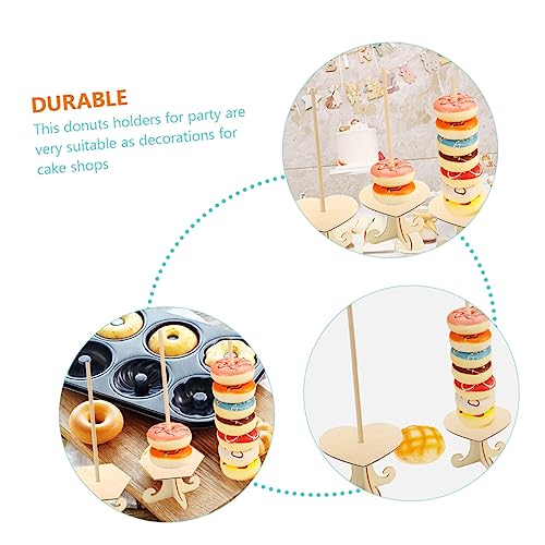 LIFKOME 8 pcs Wooden Donut Stand donut treat stand Doughnuts Stand donut display stand donut tree stand donut bar stand donuts stand for party Wooden Doughnut Holder Baby pendant household