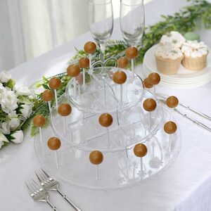 BalsaCircle 12 in Clear 3-Tier Round Plastic Cake Pop Holder Cupcake Dessert Display Stand Wedding Party Event Reception Decorations