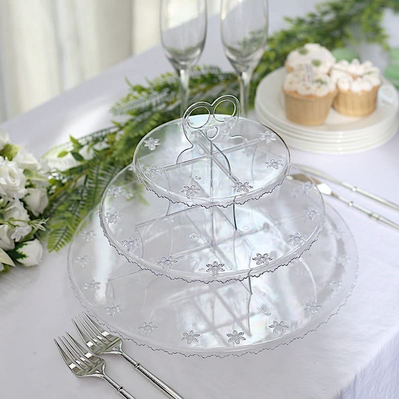 BalsaCircle 12 in Clear 3-Tier Round Plastic Cake Pop Holder Cupcake Dessert Display Stand Wedding Party Event Reception Decorations