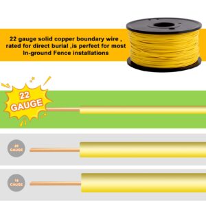 Boundary Wire 22 Gauge 500 Feet Electric Dog Fence Wire, Underground Dog Fence Wire, Extra or Replacement Wire to Extend Your Fence Boundary and All Other Underground Dog Fences Compatible (YELLOW)