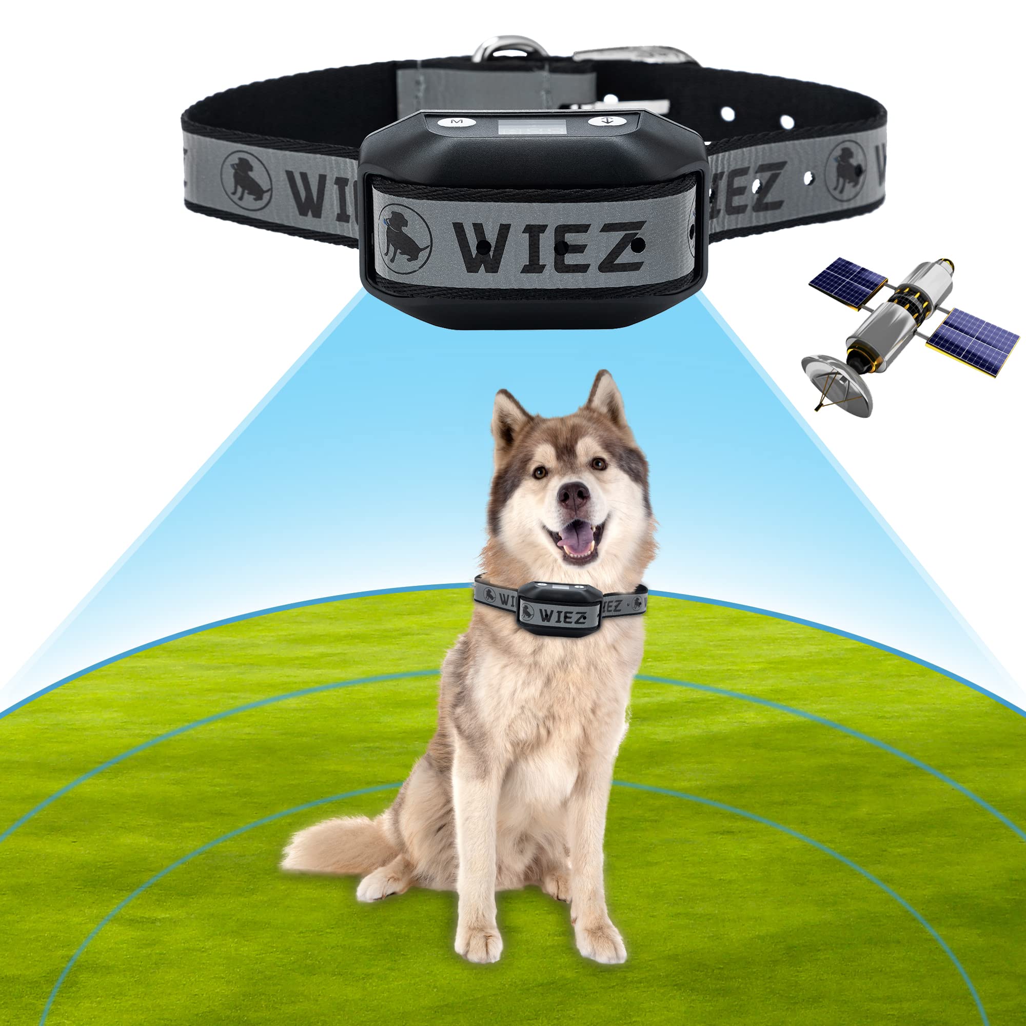 WIEZ GPS Wireless Dog Fence, Electric Dog Collar Fence,Pet Containment System,Range 65-3281ft, Adjustable Warning Strength, Rechargeable, Harmless and Suitable for All Dogs