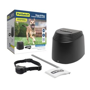 petsafe stay & play compact wireless pet fence & replaceable battery, america's safest wireless fence dog collar