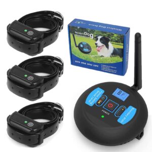 wireless fence for dogs - rechargeable and waterproof shock collar - electric pet fence for stubborn dogs - safe effective no randomly over correction - boundary fence system for all dogs,for3dogs