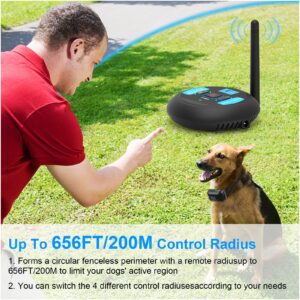 Wireless Fence for Dogs - Rechargeable and Waterproof Shock Collar - Electric Pet Fence for Stubborn Dogs - Safe Effective No Randomly Over Correction - Boundary Fence System for All Dogs,for3dogs