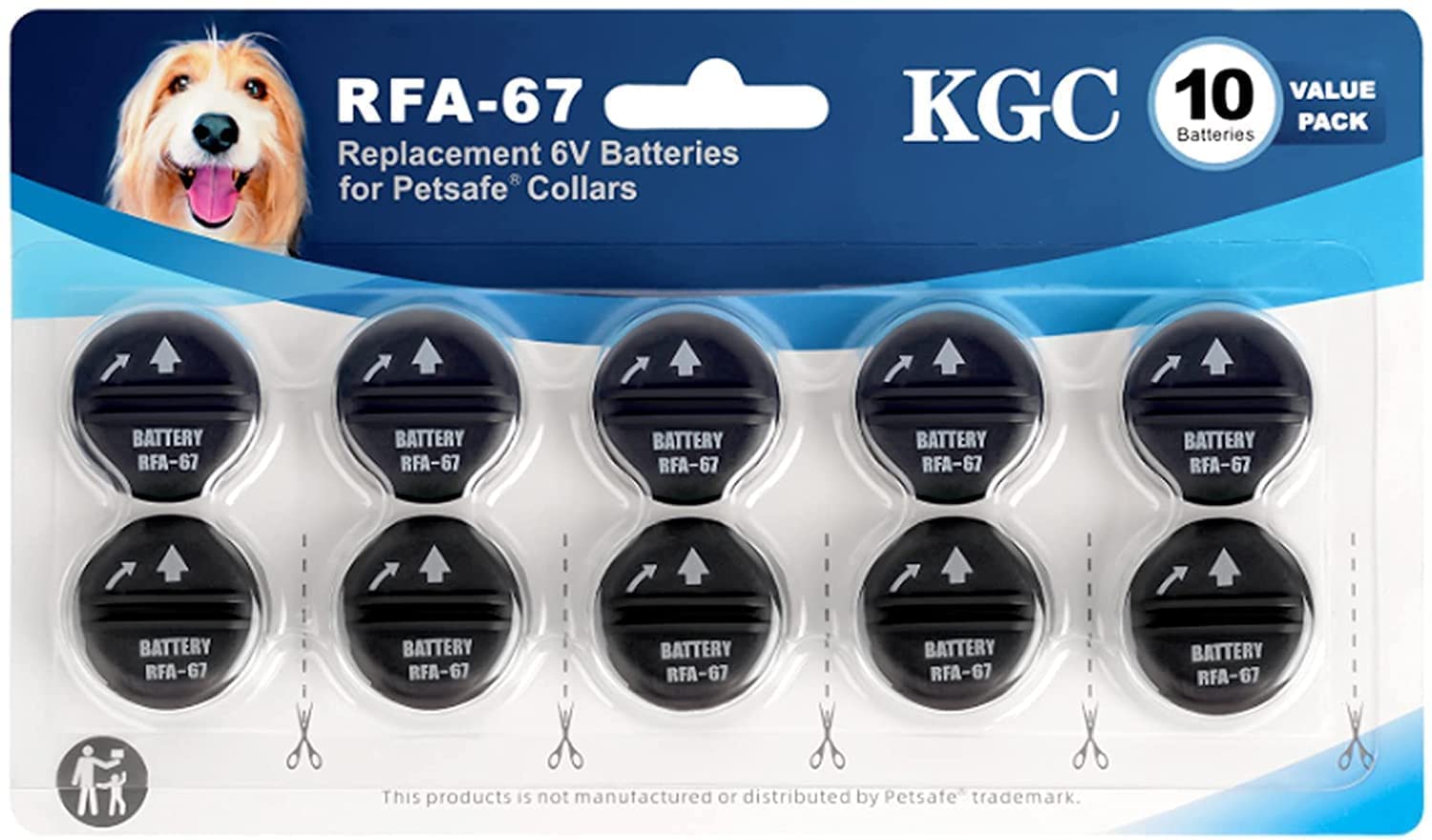 KGC 10Pack RFA-67 6V Replacement Dog Collar Batteries for PIF-300 PIF-275-19 PUL-275 PIF00-15002 PBC-102 ZIG00-16969, Compatible with PetSafe RFA-67 Battery