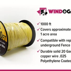 Dog Fence wire for electric Dog fence system, 1000 ft, covers 1 acre area, easy to install, compatible with reputable underground fence brands, durable, 20 gauge wire .025 Polyethylene coated