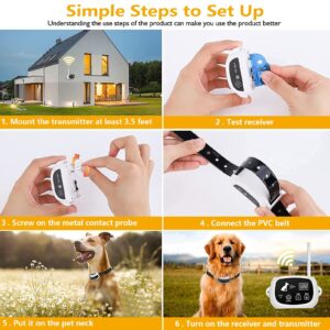 HEXIEDEN Wireless Dog Fence,Outside Stubborn Dog Boundary Fence System,Electric Pet Dogs Containment System,Adjustable Range Up to 1640ft,with IP67 Waterproof Training Collar,for 1 2 3 Dogs,for1dog