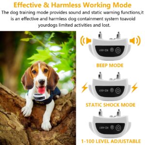 HEXIEDEN Wireless Dog Fence,Outside Stubborn Dog Boundary Fence System,Electric Pet Dogs Containment System,Adjustable Range Up to 1640ft,with IP67 Waterproof Training Collar,for 1 2 3 Dogs,for1dog