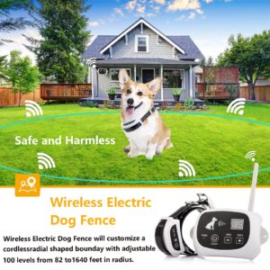 HEXIEDEN Wireless Dog Fence,Outside Stubborn Dog Boundary Fence System,Electric Pet Dogs Containment System,Adjustable Range Up to 1640ft,with IP67 Waterproof Training Collar,for 1 2 3 Dogs,for1dog