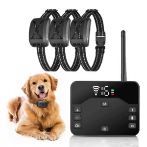 2-in-1 wireless dog electric fence, pet safe containment system, shock dog training collar receiver with remote boundary,adjustable control range, rechargeable, waterproof, for all dogs,for3dogs