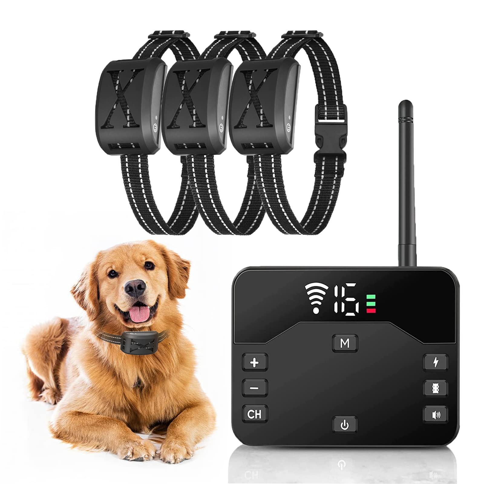 2-in-1 Wireless Dog Electric Fence, Pet safe Containment System, Shock Dog Training Collar Receiver with Remote Boundary,Adjustable Control Range, Rechargeable, Waterproof, for All Dogs,for3dogs