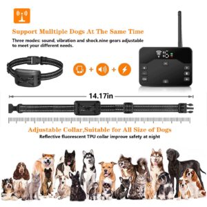2-in-1 Wireless Dog Electric Fence, Pet safe Containment System, Shock Dog Training Collar Receiver with Remote Boundary,Adjustable Control Range, Rechargeable, Waterproof, for All Dogs,for3dogs