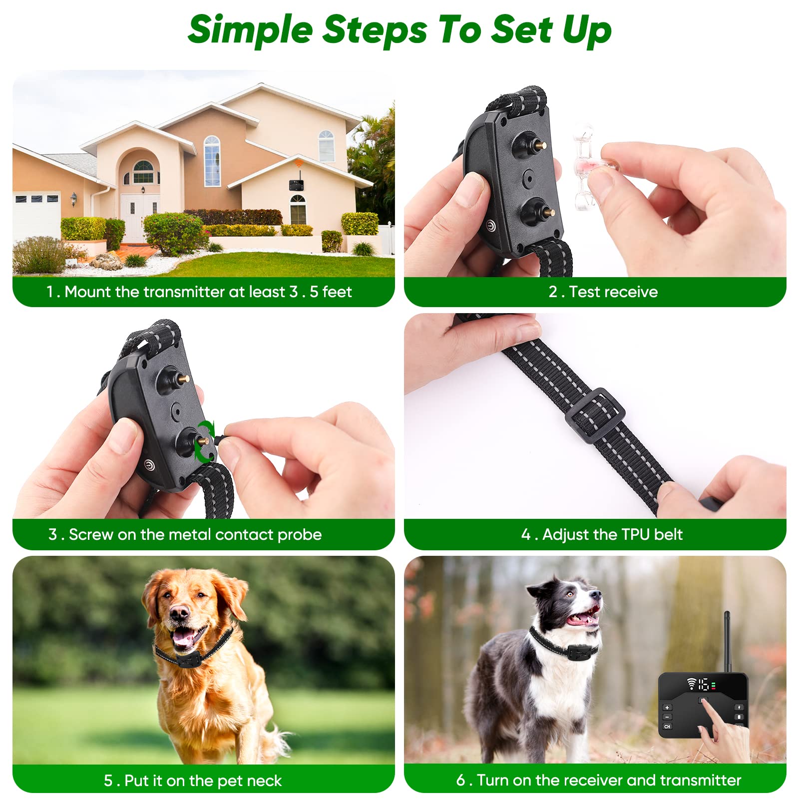 Wireless Dog Fence,2023 Wireless Boundary Containment System,2-in-1 Electric Dog Fence & Remote Training Collar,Adjustable Vibration & Shock,IP65 Waterproof Training Collar for Large and Medium Dogs