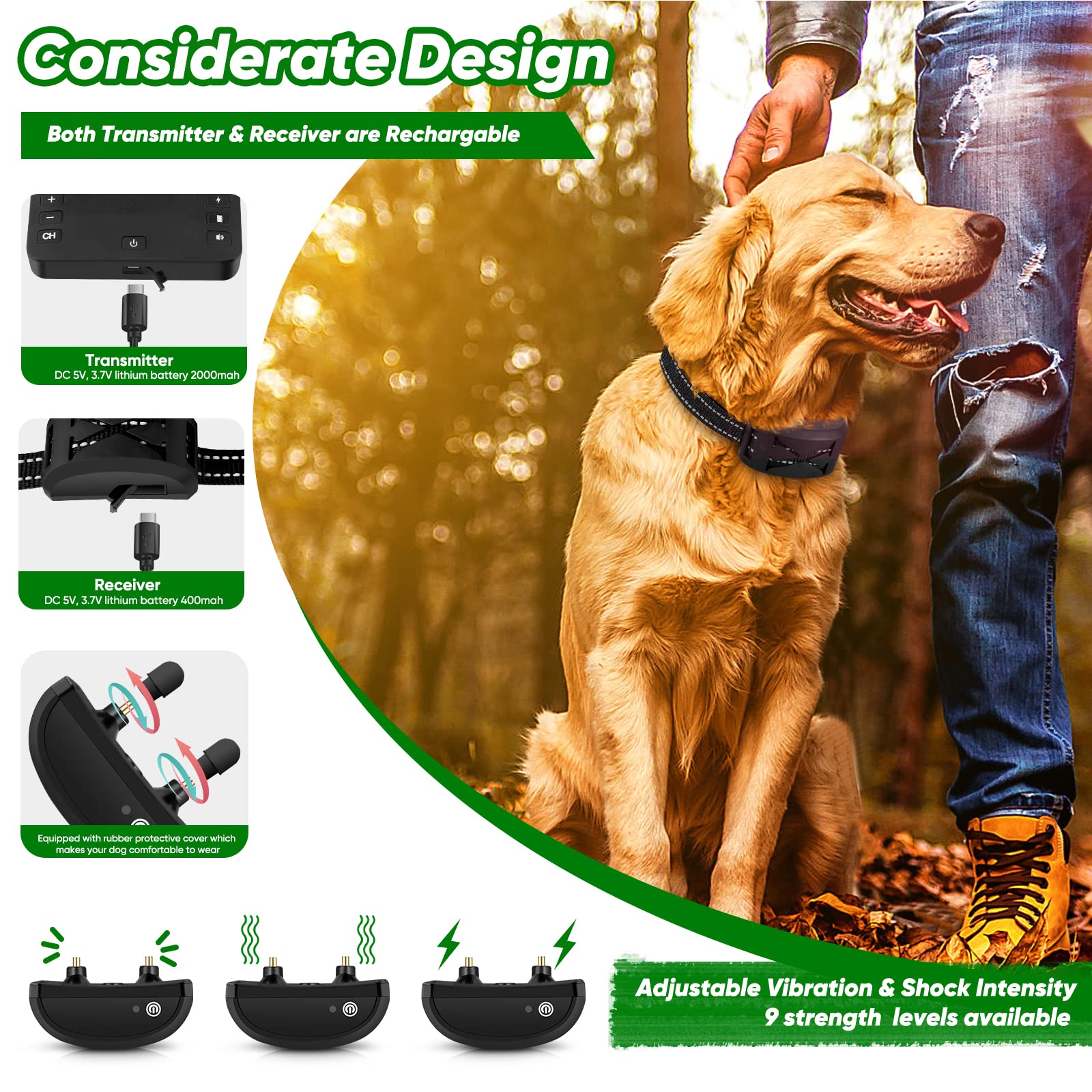 Wireless Dog Fence,2023 Wireless Boundary Containment System,2-in-1 Electric Dog Fence & Remote Training Collar,Adjustable Vibration & Shock,IP65 Waterproof Training Collar for Large and Medium Dogs