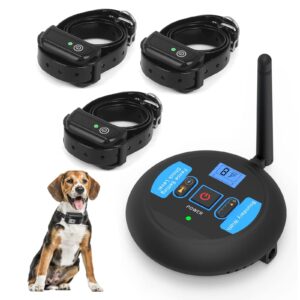 hexieden wireless electric dog fence,pet safe rechargeable waterproof collar with static containment system,adjustable signal range,container boundary for small medium large dog,for3dogs