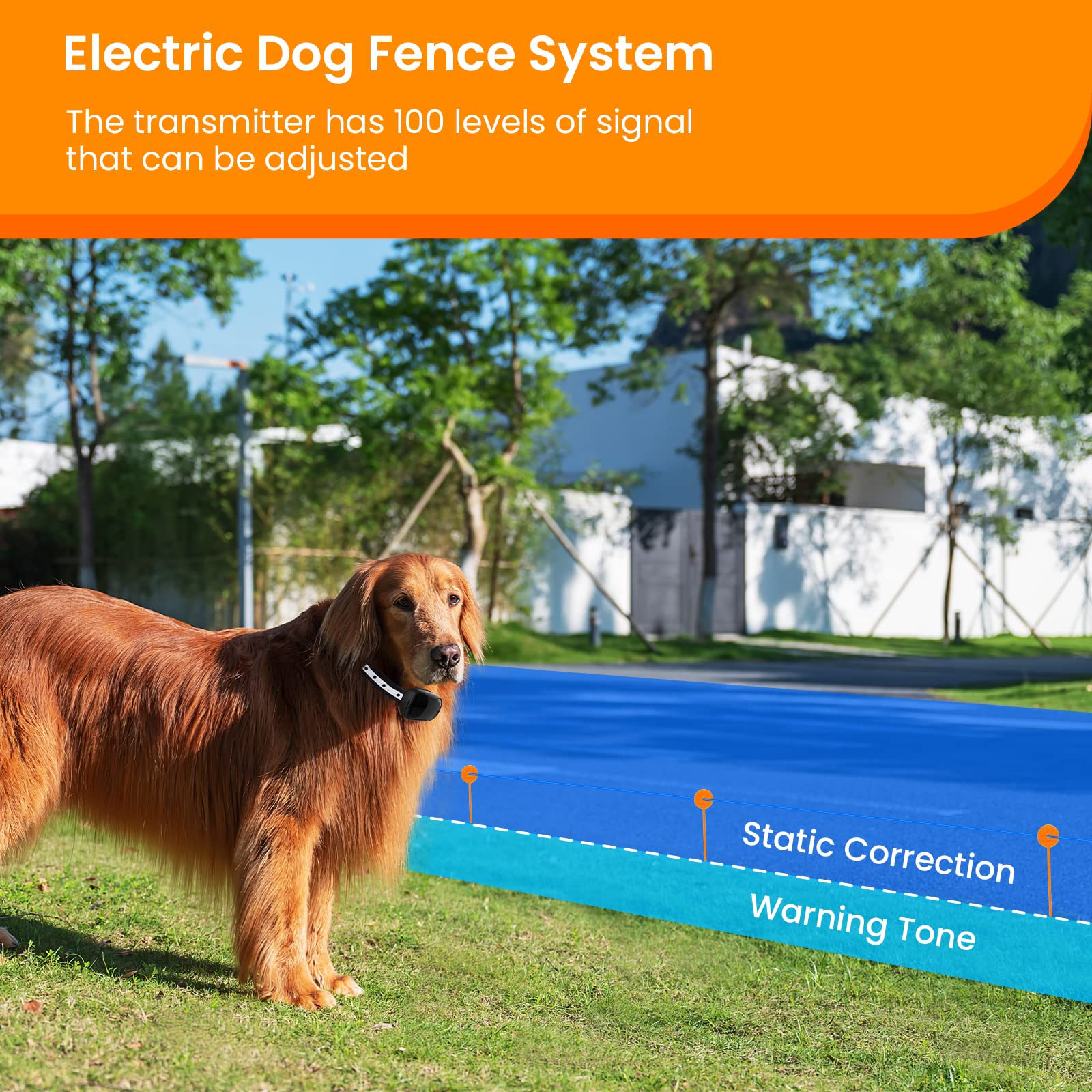 MASBRILL Electric Fence for Dogs, 2023 Upgraded Underground Above Ground Electric Dog Fence Pet Containment System with Waterproof Rechargeable Training Collar, Tone/Shock Correction (Black)