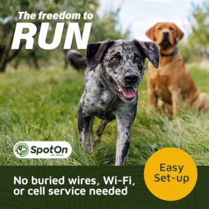 SpotOn GPS Dog Fence, App Based Wireless Dog Fence Collar, Waterproof, Reliable 128 Satellite Network GPS Dog Fence System, Battery Powered Virtual Dog GPS Tracker for All Terrain Large/Verizon