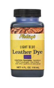 fiebing's leather dye - alcohol based permanent leather dye - 4 oz - light blue