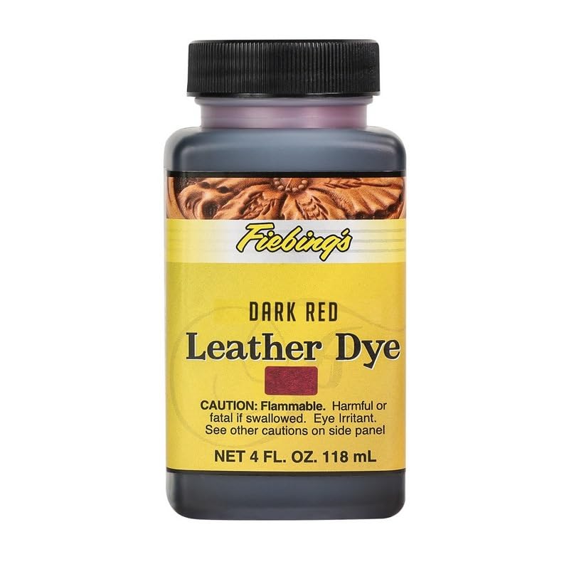 Fiebing's Leather Dye - Alcohol Based Permanent Leather Dye - 4 oz - Dark Red